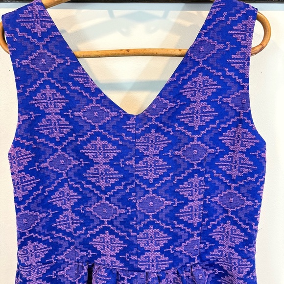 Anthropologie Maeve Textured Jacquard Aztec Dress Size 14 - Picture 6 of 9